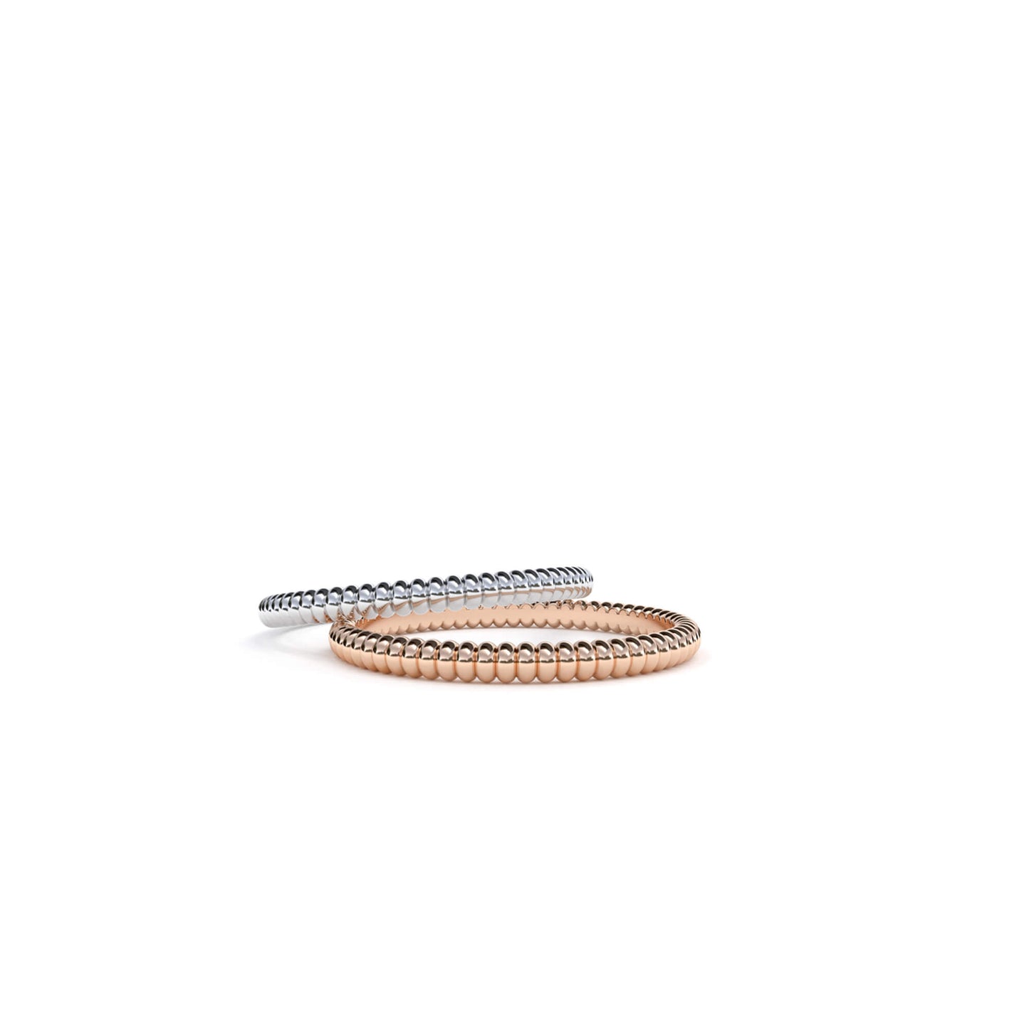 Stack rings in 9k white and rose gold