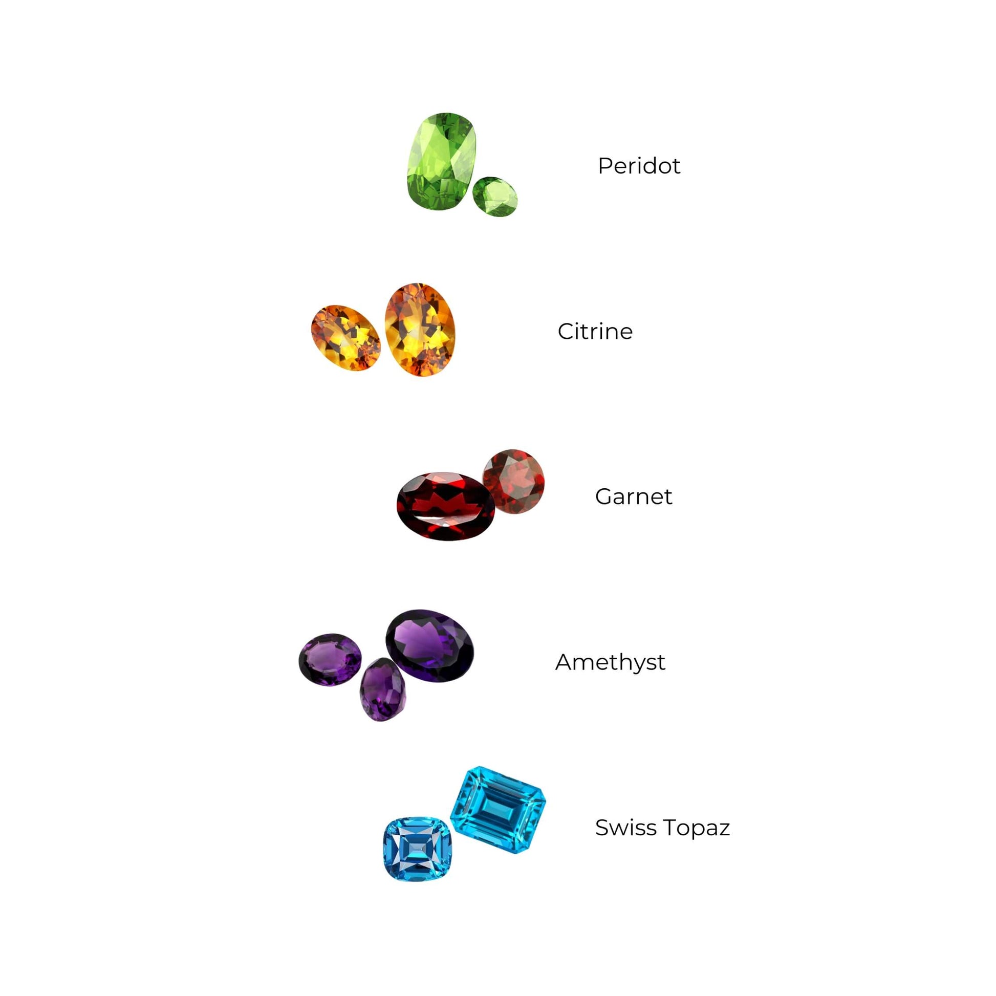 Gemstone options for Geo Heart Necklace