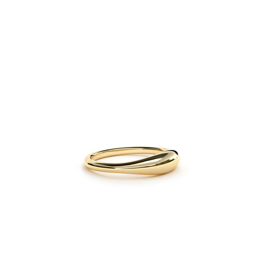 Side View of Mini Puffy Signet ring in 9k yellow gold