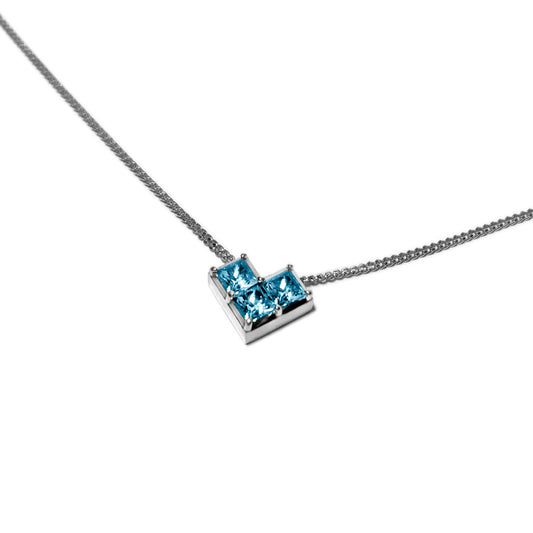 Geo Heart necklace set with Swiss topaz
