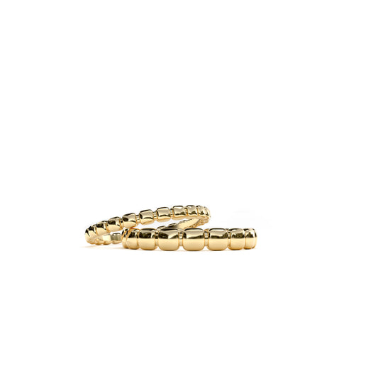 9k Yellow gold Squared Away stack rings in 2mm and 3mm widths