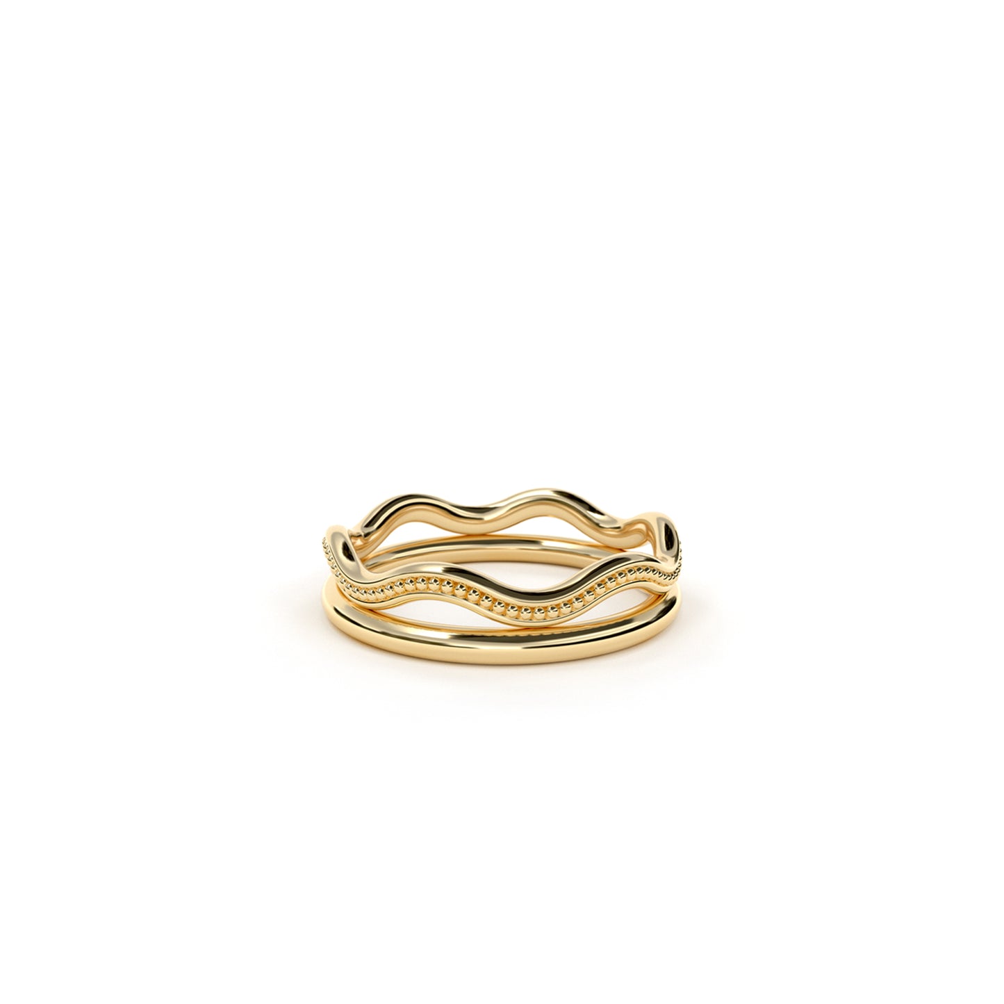 9k Yellow gold Full Circle wedding band with a Go With The Flow milgrain ring