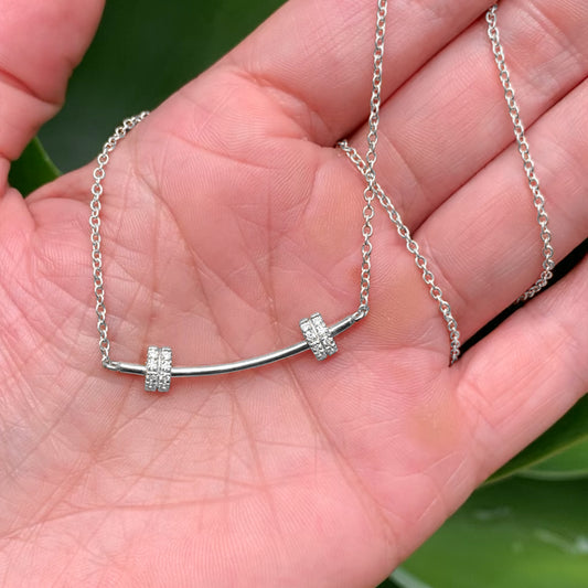 Barbell Smile with Moissanite on Weights