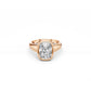 Luxe bezel set cushion-cut engagement ring with chunky curves in rose gold