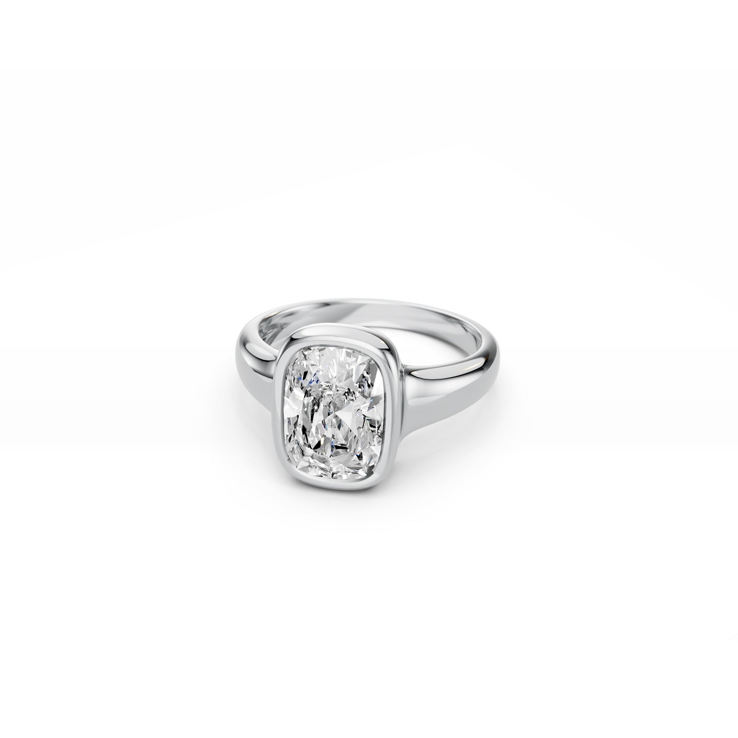 Bold elongated 3ct cushion-cut diamond ring in white gold 