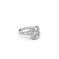Side view of chunky elongated cushion-cut bezel ring in white gold