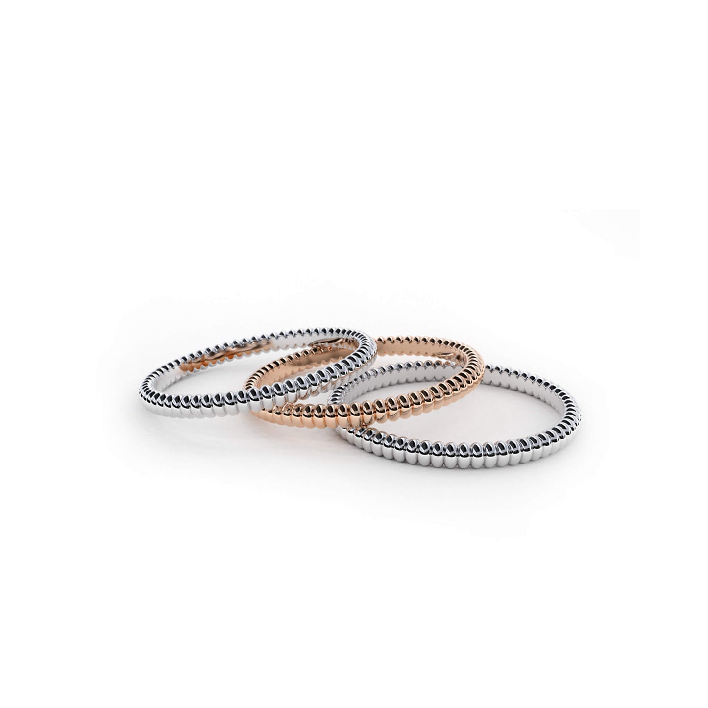 Stack rings in 9k white and rose gold 