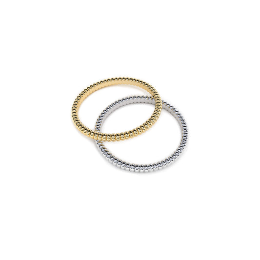 Two 9k gold stack rings with coil design