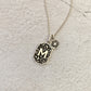 Silver Cushion shaped initial pendant with diamond birthstone pendant