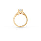 Side view of cushion-cut engagement ring with hidden heart detail in yellow gold 