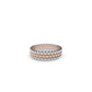 The Dotted Line Ring stack in 9k white and rose gold