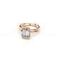 Rose gold emerald-cut diamond engagement ring with split bezel setting and double band made in South Africa