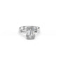 White gold emerald cut diamond engagement ring with structured double band design and partial split bezel setting | South Africa 