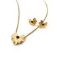 Floral Heart Necklace and Earrings in 9k yellow gold with black moissanite.