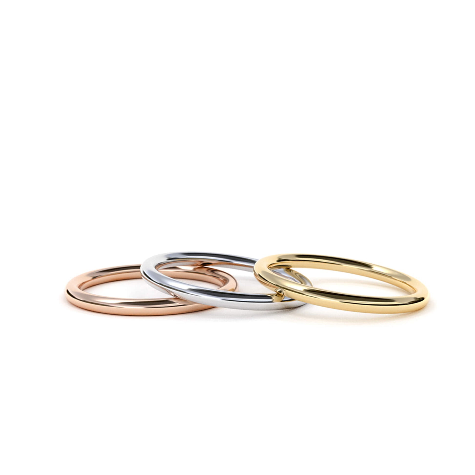 Full Circle wedding bands in 9k yellow, rose and white gold.