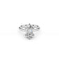 White gold hexagon lab diamond engagement ring with double claw setting