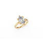 Perspective view of hexagon step-cut solitaire engagement ring