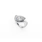 Sculptural wave engagement ring with angled 2ct pear-shaped diamond in white gold
