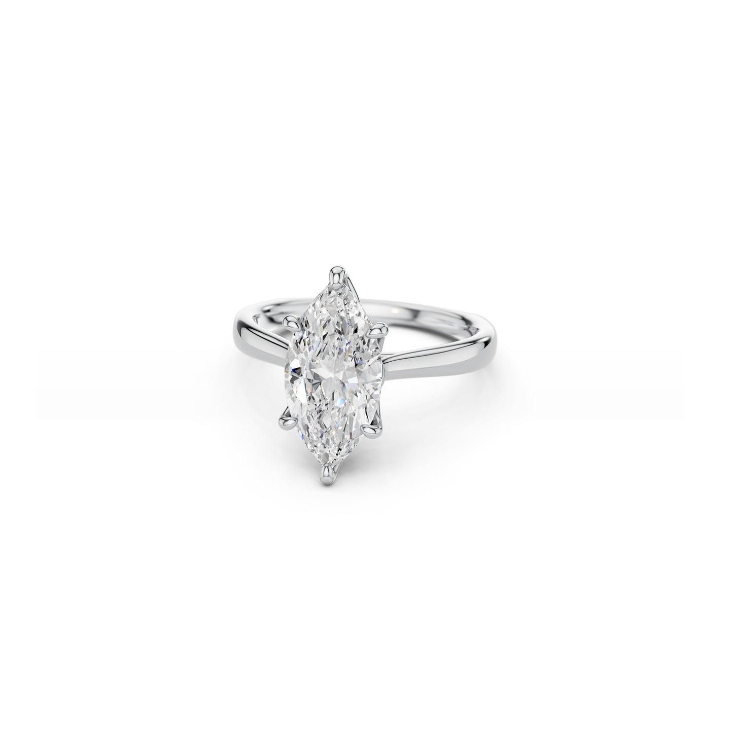 Elegant marquise-cut diamond engagement ring with refined cathedral setting in platinum