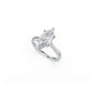 Top view showing elegant proportions of marquise-cut diamond solitaire ring with cathedral shoulders in white gold