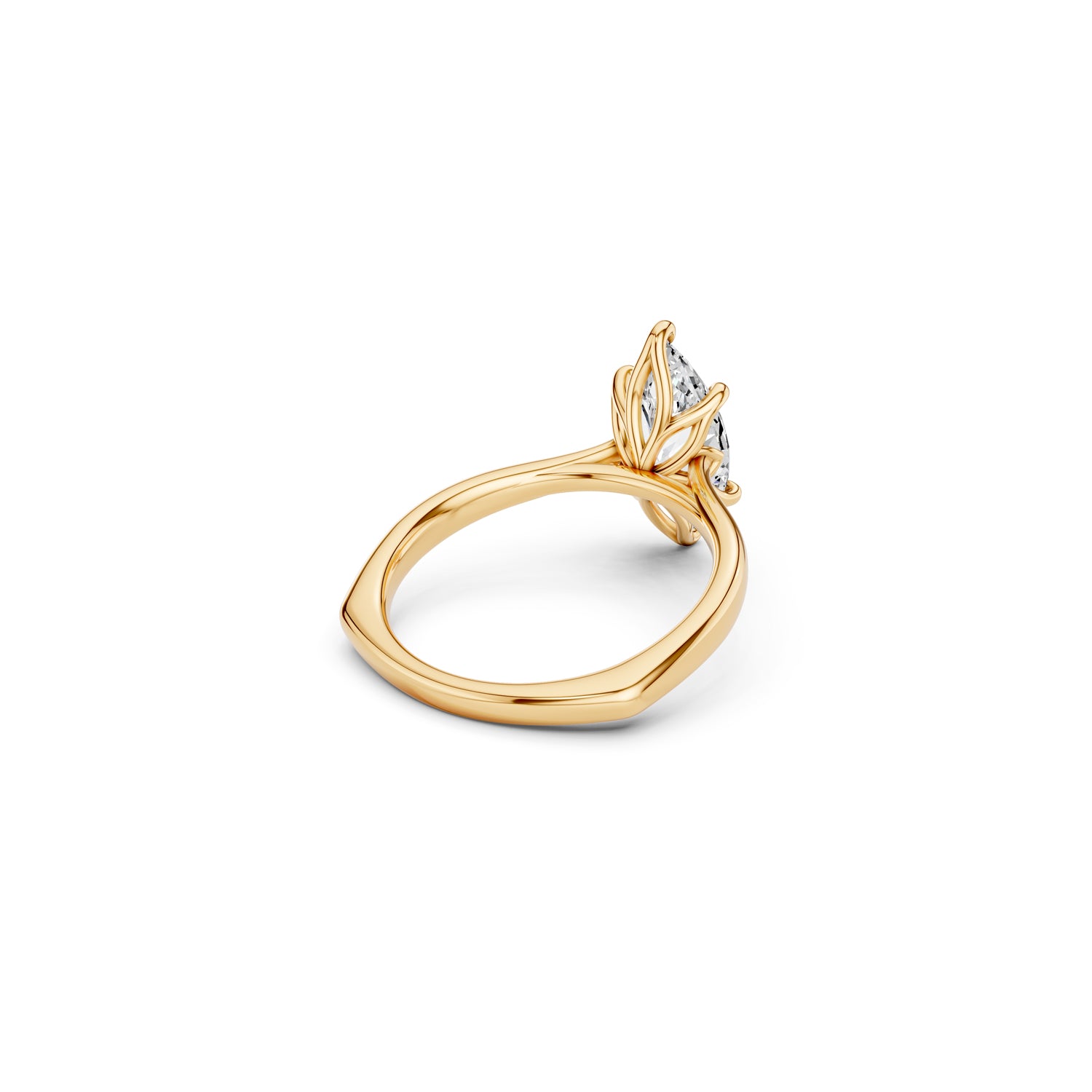 Marquise solitaire ring with petal-inspired gallery details and euro shank 