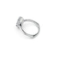 White gold moval lab -diamond engagement ring with bold Georgian setting and a euro shank, angled side view