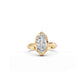 Bold moval-cut engagement ring with Georgian-inspired design, in yellow gold