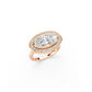 Bold oval bezel set halo engagement ring in rose gold 