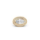 East-west moval diamond halo engagement ring with bold bezel setting | South Africa 