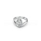 Asymmetrical oval bezel engagement ring with curved band in white gold | South Africa