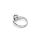 Angled back view of curved ring with oval bezel setting 