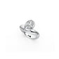 Chunky oval bezel set engagement ring with curved band in white gold 