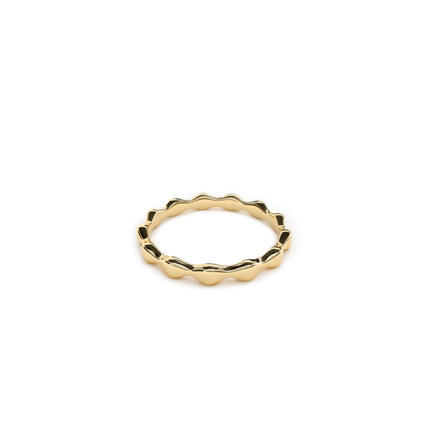 Pinch Me stack ring in 9k yellow gold