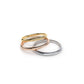 9k gold plump half round band in yellow, rose and white gold