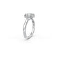 White gold round diamond solitaire ring with hidden halo and euro shank viewed at an angle