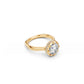 Angled view of Georgian-inspired round diamond ring with hidden halo and euro shank in yellow gold 