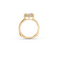 Side view of round diamond ring with hidden halo and euro shank in yellow gold 