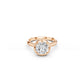 Rose gold engagement ring with vintage inspired round diamond setting 