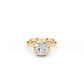 Georgian-inspired round diamond solitaire engagement ring with hidden halo