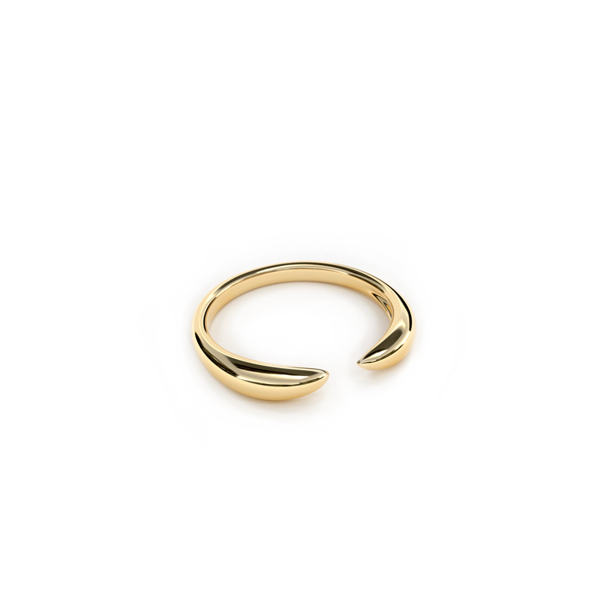 Side view of the 9K yellow gold open stinger ring 