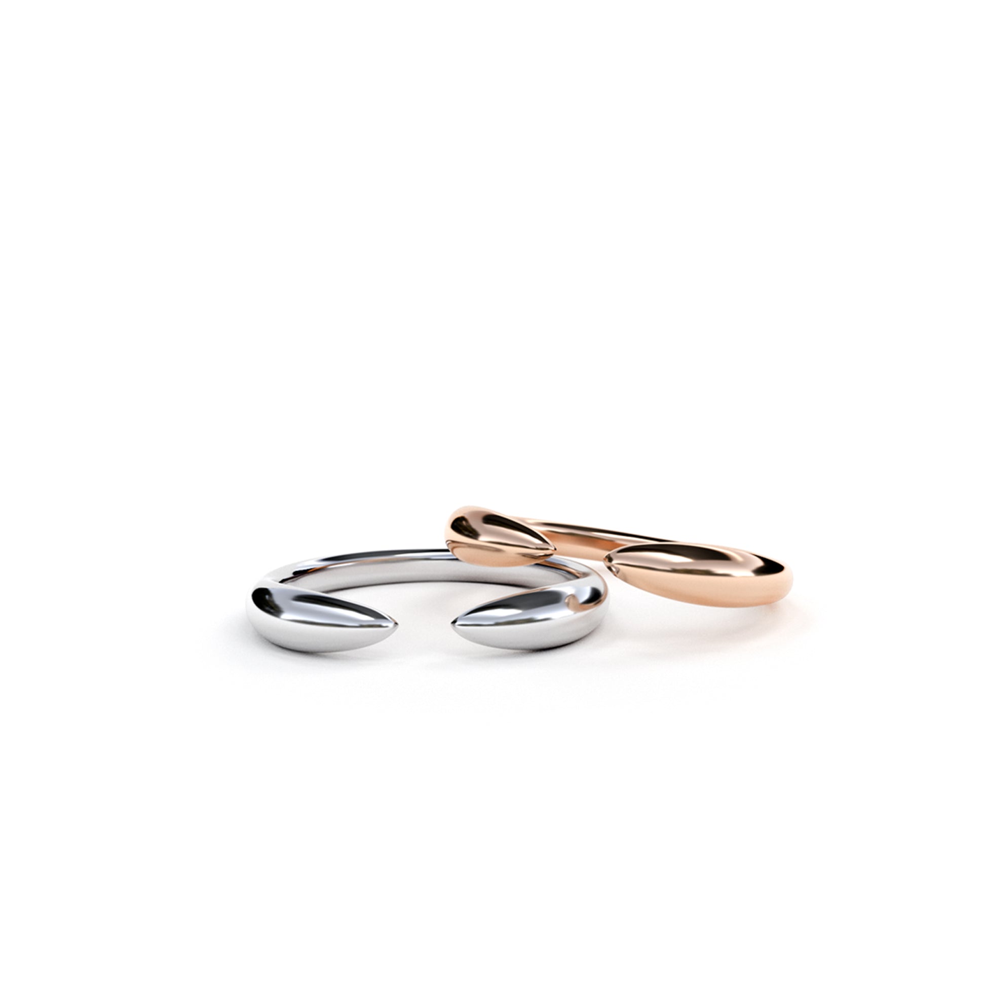 9K white and rose gold stinger rings